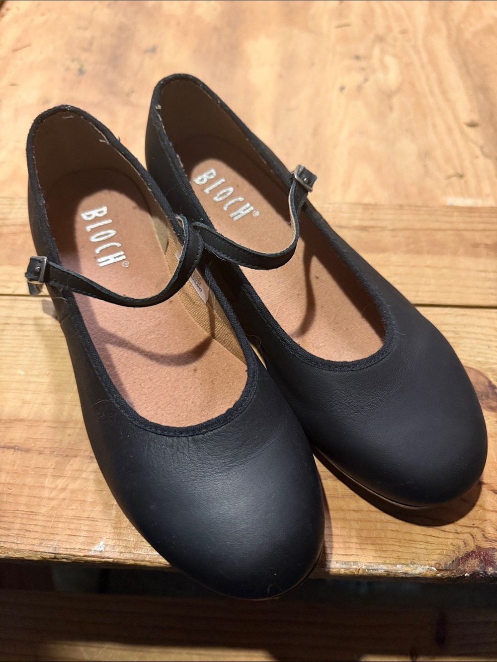 Bloch GIRL’S TAP-ON LEATHER Black Girls' Mary Jane Strap Dance Shoes 1 inch heel